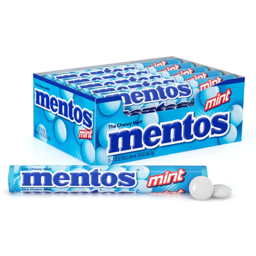 mentos mint the chewy mint – 15 roll box | bulk mint candy rolls