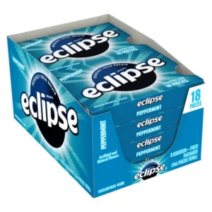 Home Full Width eclipse peppermint sugar free gum – 8 packs of 18 pieces | incredibly fresh breath