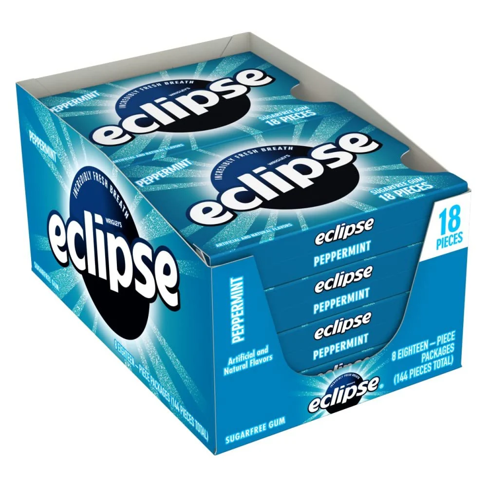 eclipse peppermint sugar free gum – 8 packs of 18 pieces | incredibly fresh breath eclipse peppermint sugar free gum – 8 packs of 18 pieces | incredibly fresh breath