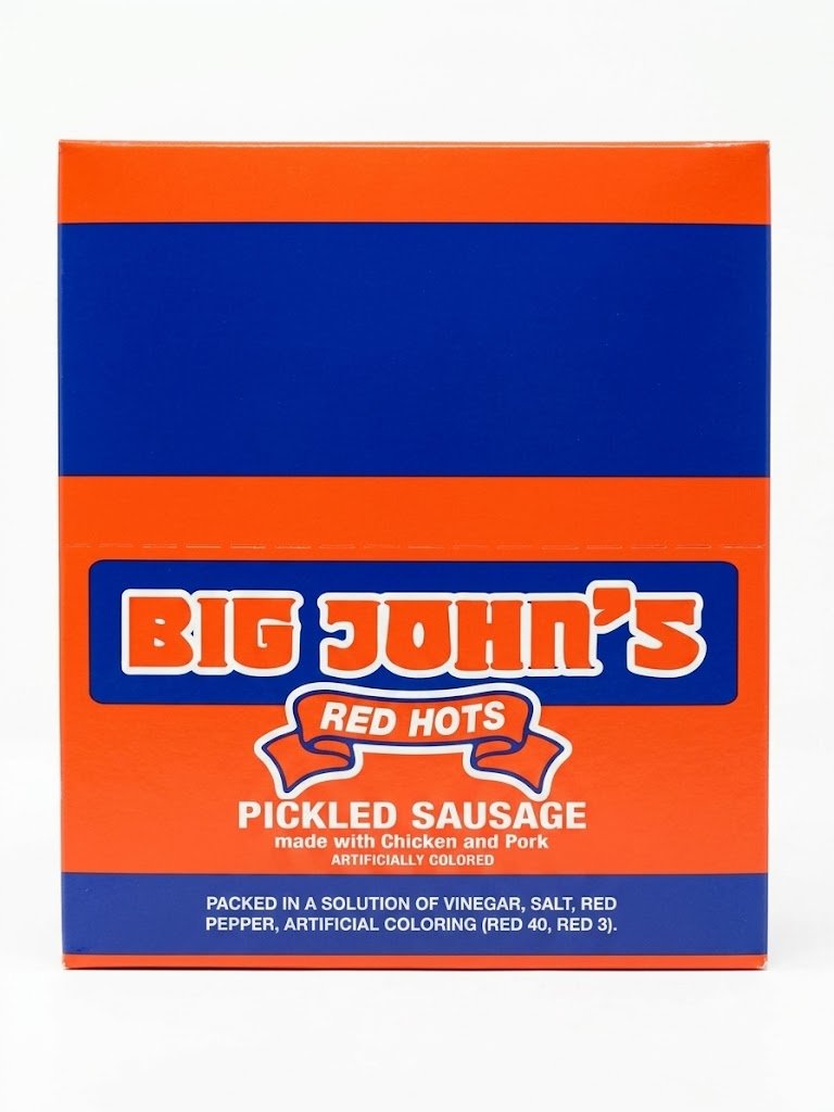big john's red hots pickled sausage – 18 count 2.3 oz each