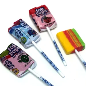 dorval top pops chewy taffy candy pops – 48 count | bulk candy box