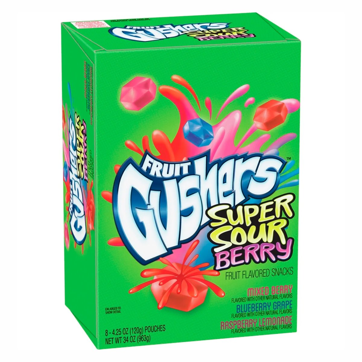 gushers super sour fruit flavored snacks – 8 pouches of 4.25 oz | blueberry grape, mixed berry & raspberry lemonade gushers super sour fruit flavored snacks – 8 pouches of 4.25 oz | blueberry grape, mixed berry & raspberry lemonade