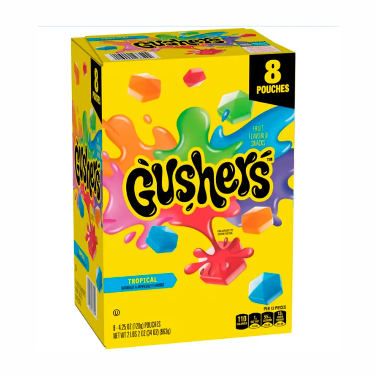 gushers tropical fruit flavored snacks – 8 pouches of 4.25 oz | juicy liquid center fruit snacks