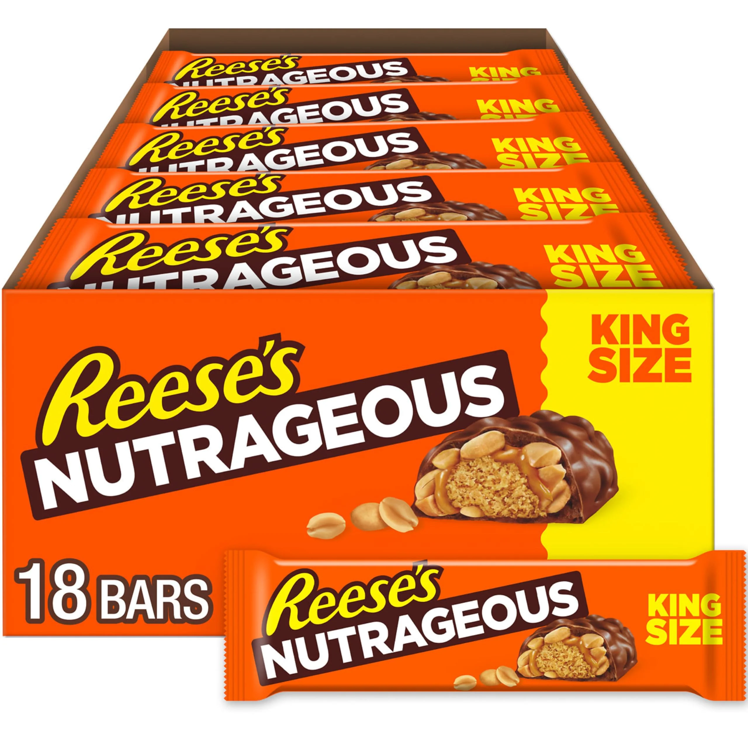 reese's nutrageous king size bars – 18 count 3.1 oz each | bulk chocolate candy box reese's nutrageous king size bars – 18 count 3.1 oz each | bulk chocolate candy box