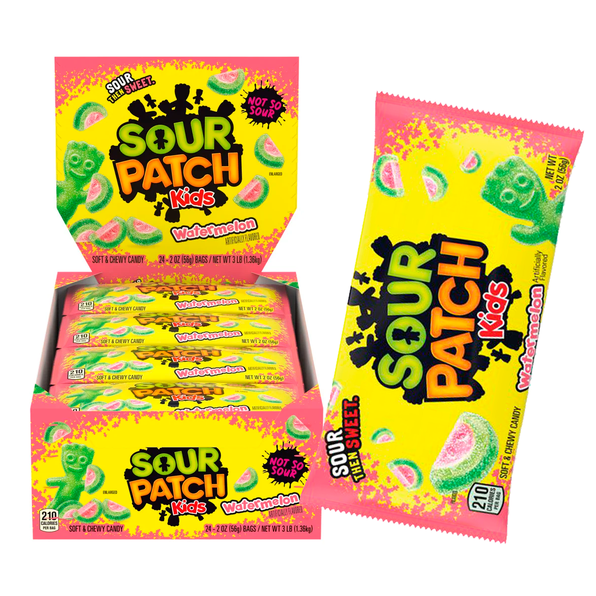 sour patch kids sour candy 24 count bulk box – 2 oz